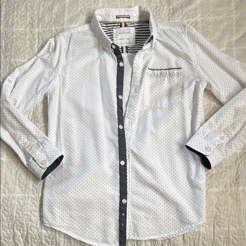 Worn once boys White Dotted Shirt